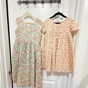 Floral Delight Kids Dress Set - Green and Cream